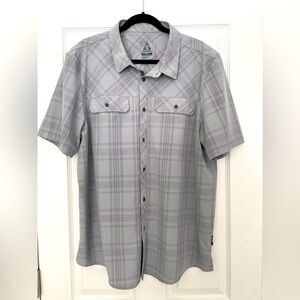Gerry Weber Short Sleeve Quick Dry Tech Outdoor Performance Gray Plaid Shirt XL